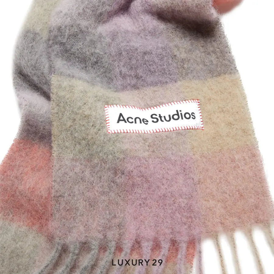 Acne Studios Mohair Checked Scarf Fuchsia/Lilac/Pink ACNE STUDIOS