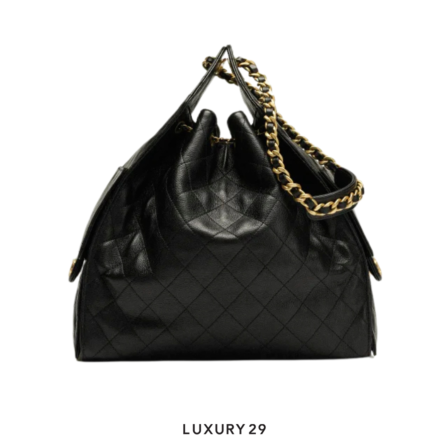 CHANEL 25 Medium Handbag Grained Calfskin & Gold-Tone Metal Black CHANEL