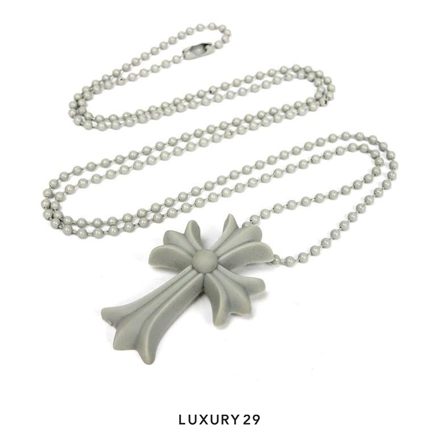 CHROME HEARTS SILICONE CROSS NECKLACE GREY CHROME HEARTS