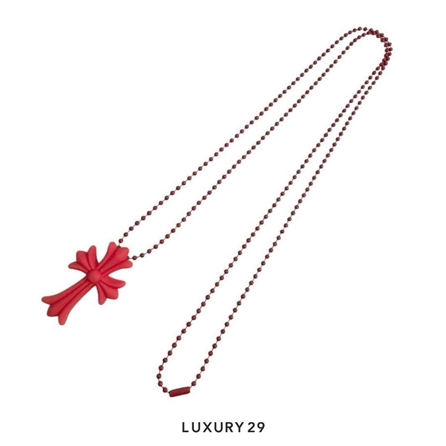 CHROME HEARTS SILICONE CROSS NECKLACE RED CHROME HEARTS