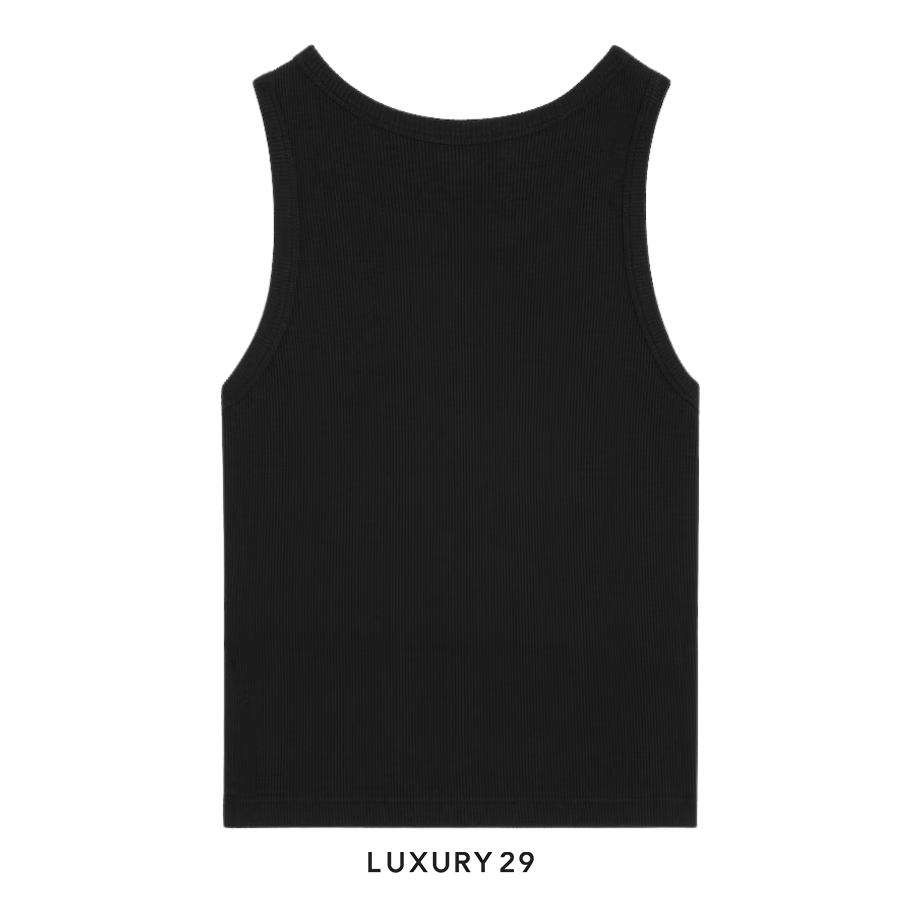 Celine triomphe tank top IN ribbed cotton Tank Top Black CELINE