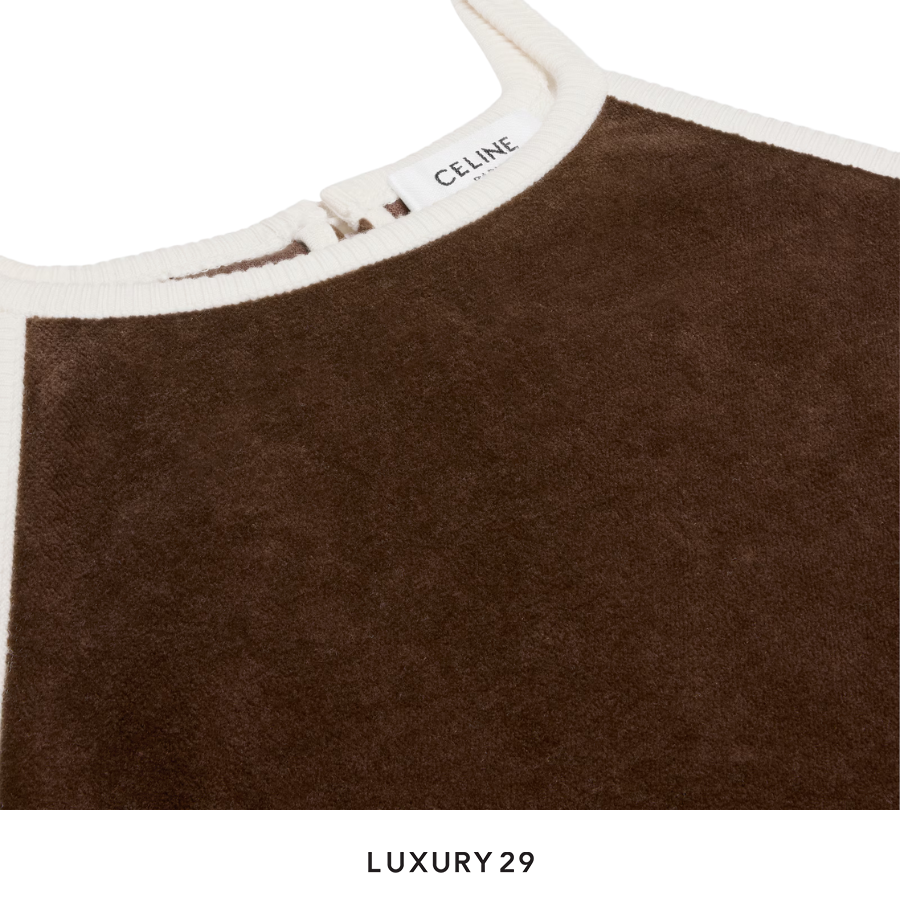 Celine triomphe tank top in velvet jersey Brown CELINE