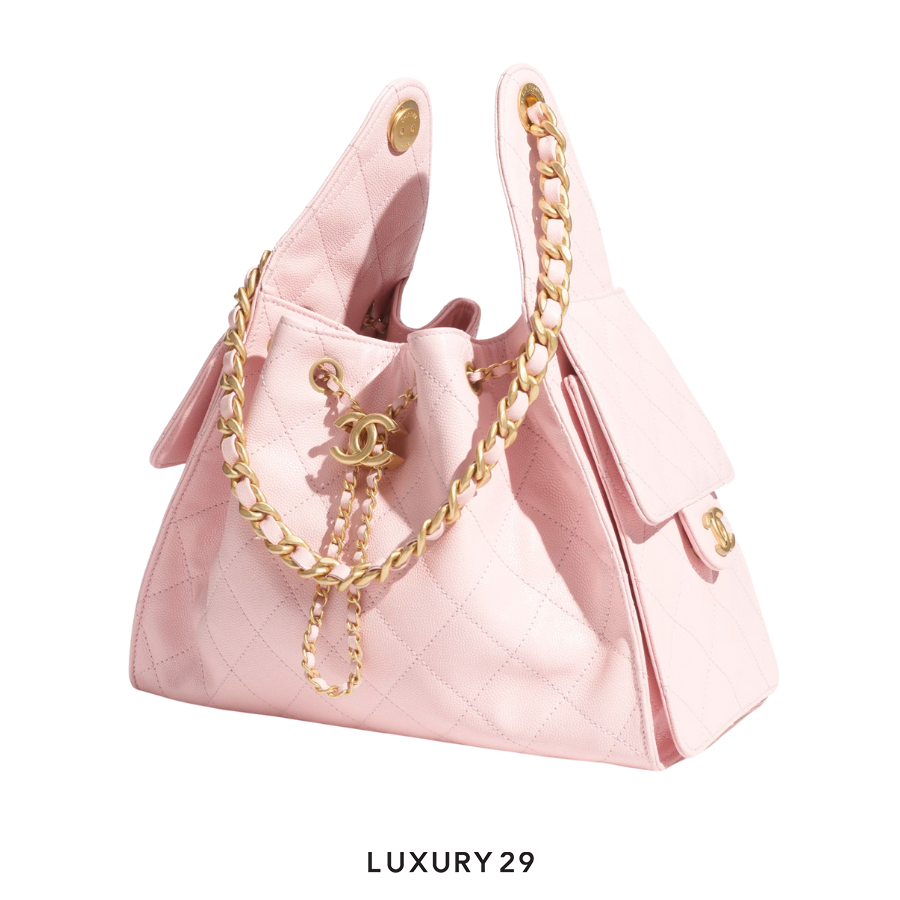 Chanel 25 Small Handbag Grained Calfskin & Gold-Tone Metal Light Pink CHANEL