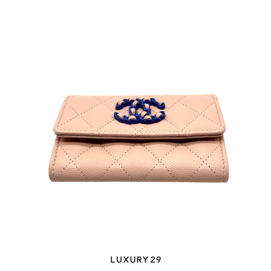 Chanel Flap Card Holder Pink Caviar Skin Bicolor CHANEL