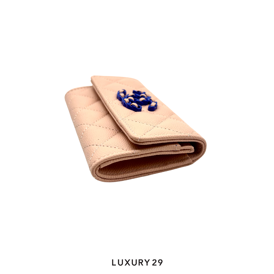 Chanel Flap Card Holder Pink Caviar Skin Bicolor CHANEL