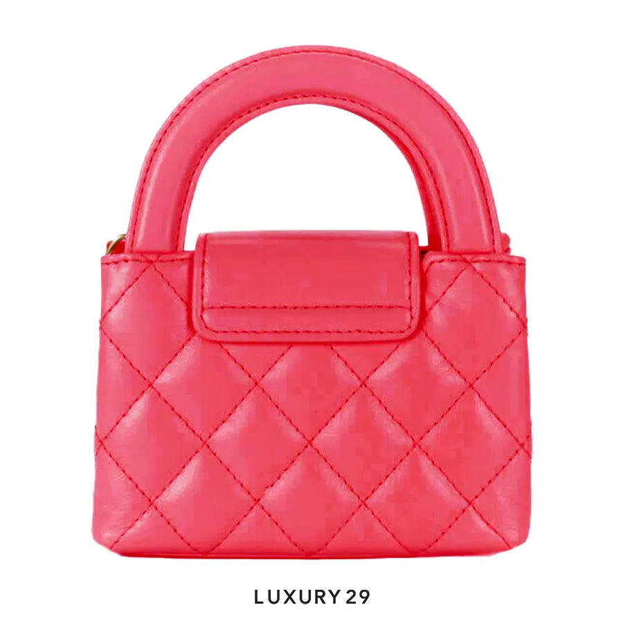 Chanel MICRO SHOPPING BAG Shiny Aged Calfskin & Gold-Tone Metal Pink CHANEL