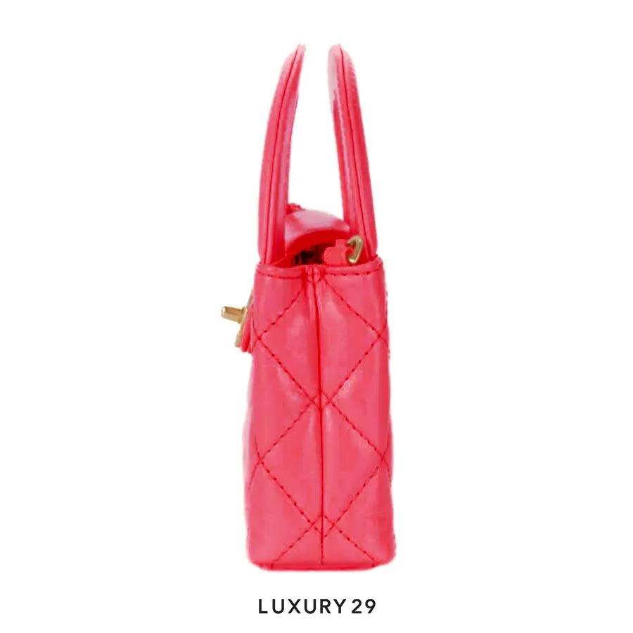 Chanel MICRO SHOPPING BAG Shiny Aged Calfskin & Gold-Tone Metal Pink CHANEL