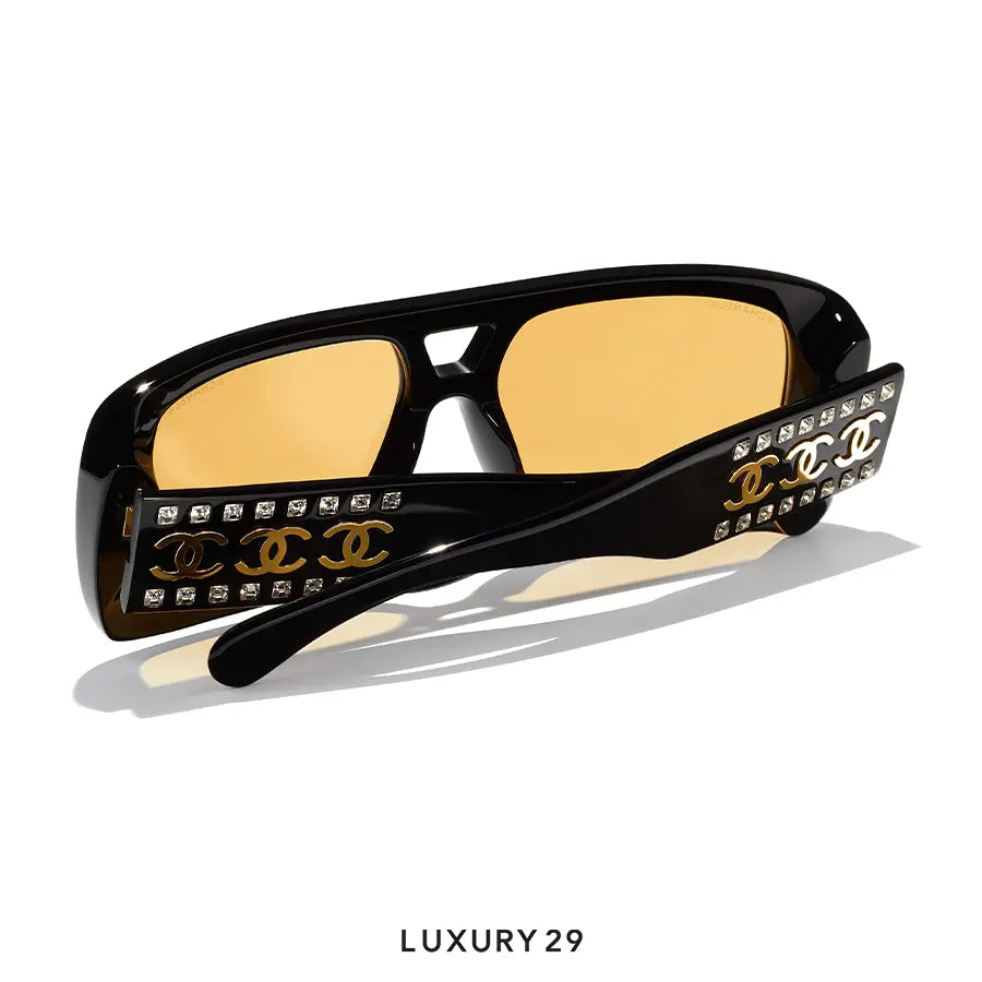 Chanel Pilot Sunglasses Black CHANEL