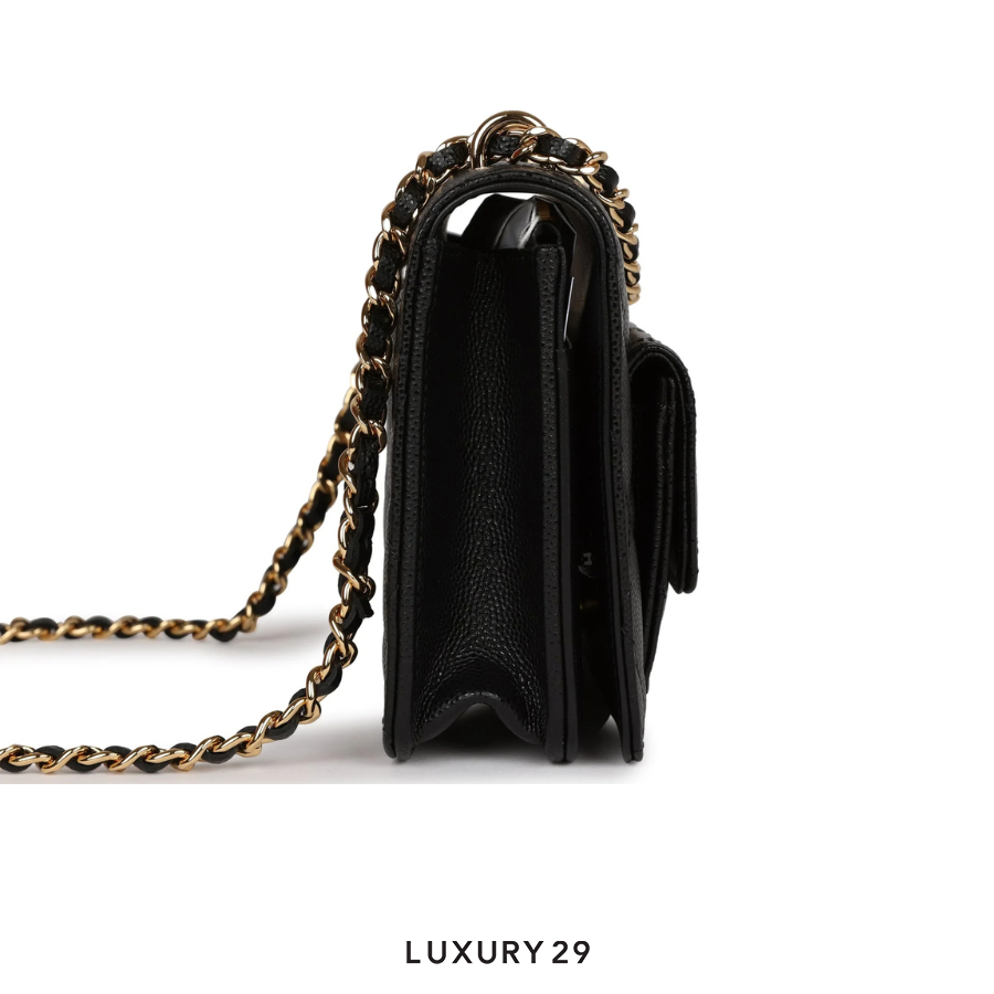 Chanel Pocket Twins Wallet on Chain WOC Black Caviar Gold Hardware CHANEL