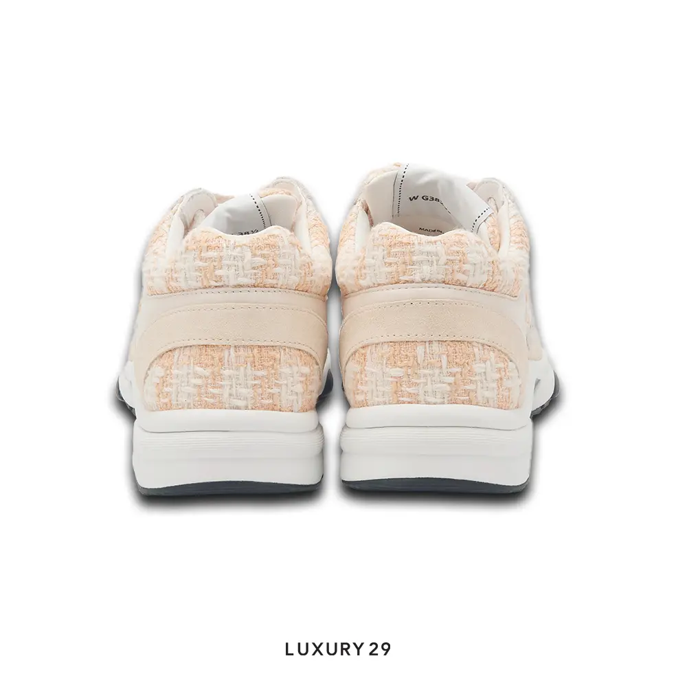 Chanel Trainers Coton Tweed, Suede Calfskin & Calfskin Orange & Ecru CHANEL