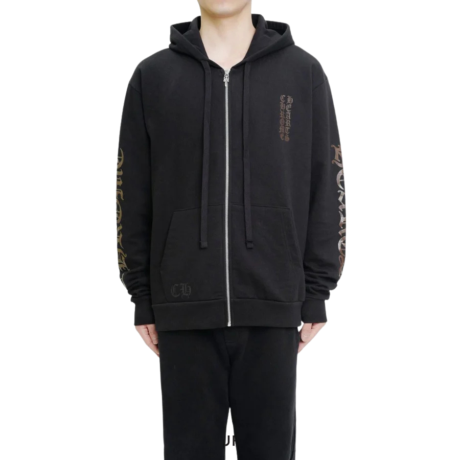 Chrome Hearts Glitter Arm Inside Zipped Hoodie Black/Brown CHROME HEARTS