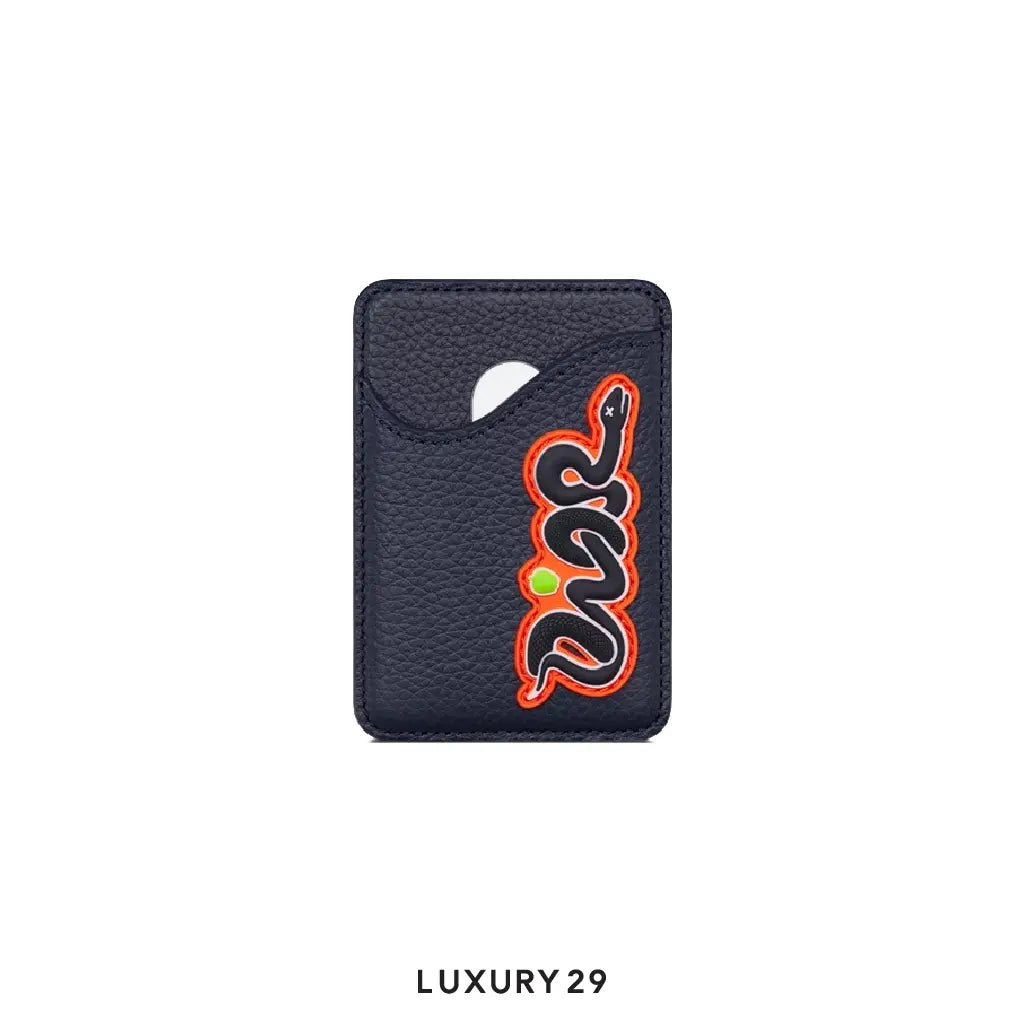 Dior And Kaws Saddle Magnetic Card Holder Red/Navy Blue
