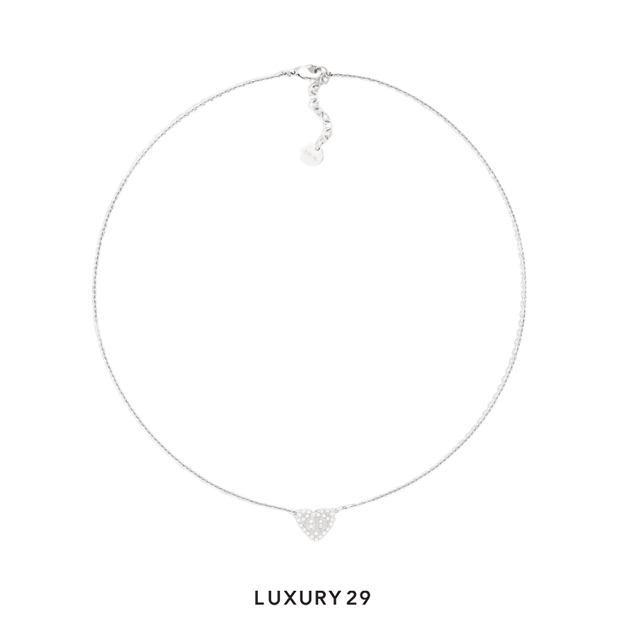 Dior Clair D Lune Necklace Silver-Finish Metal and White Crystals