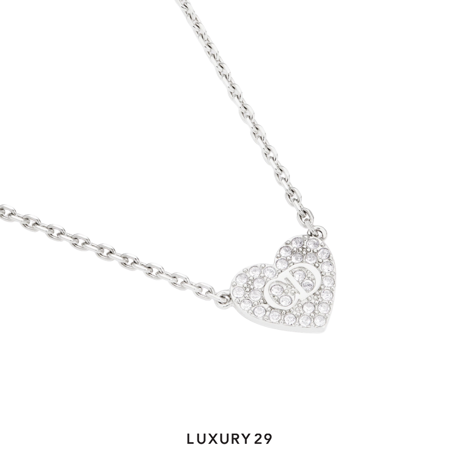 Dior Clair D Lune Necklace Silver-Finish Metal and White Crystals