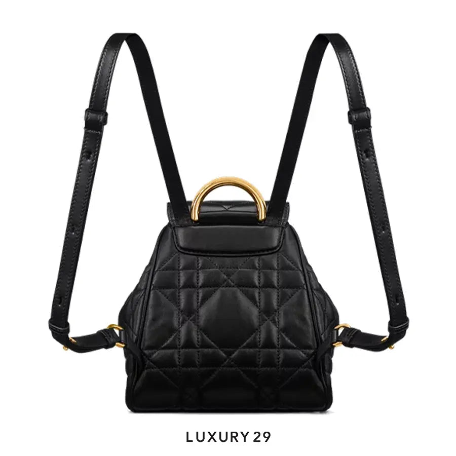 Dior Small Dior Caro Backpack Black Macrocannage Lambskin DIOR