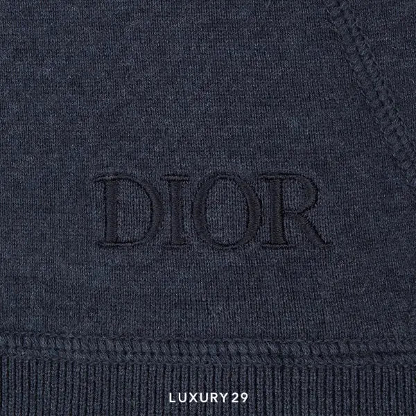 Dior Track Jacket Navy Blue Cotton Knit and Cashmere DIOR
