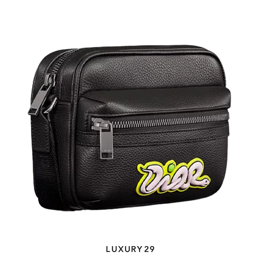 Dior and Kaws Mini Rider 2.0 Zipped Messenger bag Yellow/Black DIOR
