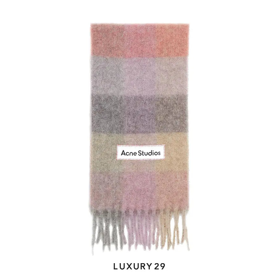 Acne Studios Mohair Checked Scarf Fuchsia/Lilac/Pink