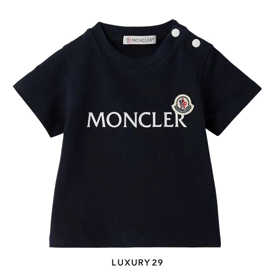 Kid Moncler Enfant NAVY BLUE T-shirt with logo patch
