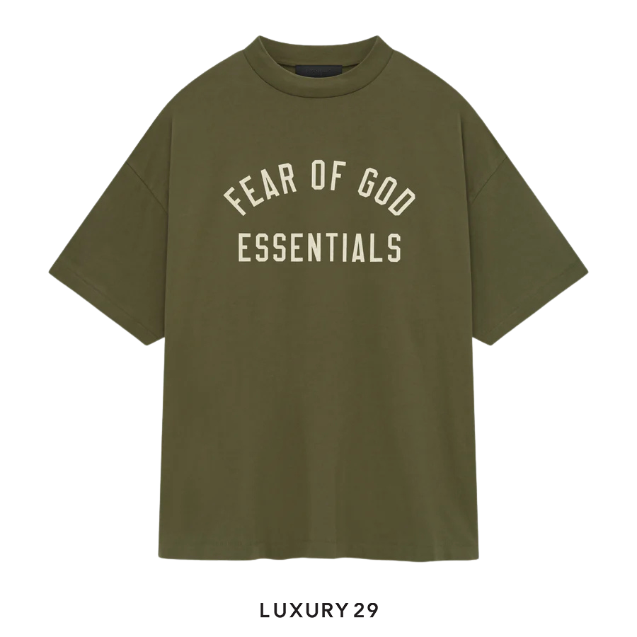 Fear of God Essentials Jersey Crewneck Tee Military Green ESSENTIALS