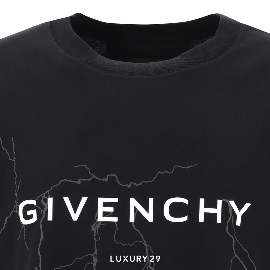 Givenchy Boxy fit t-shirt in cotton with reflective artwork Black GIVENCY