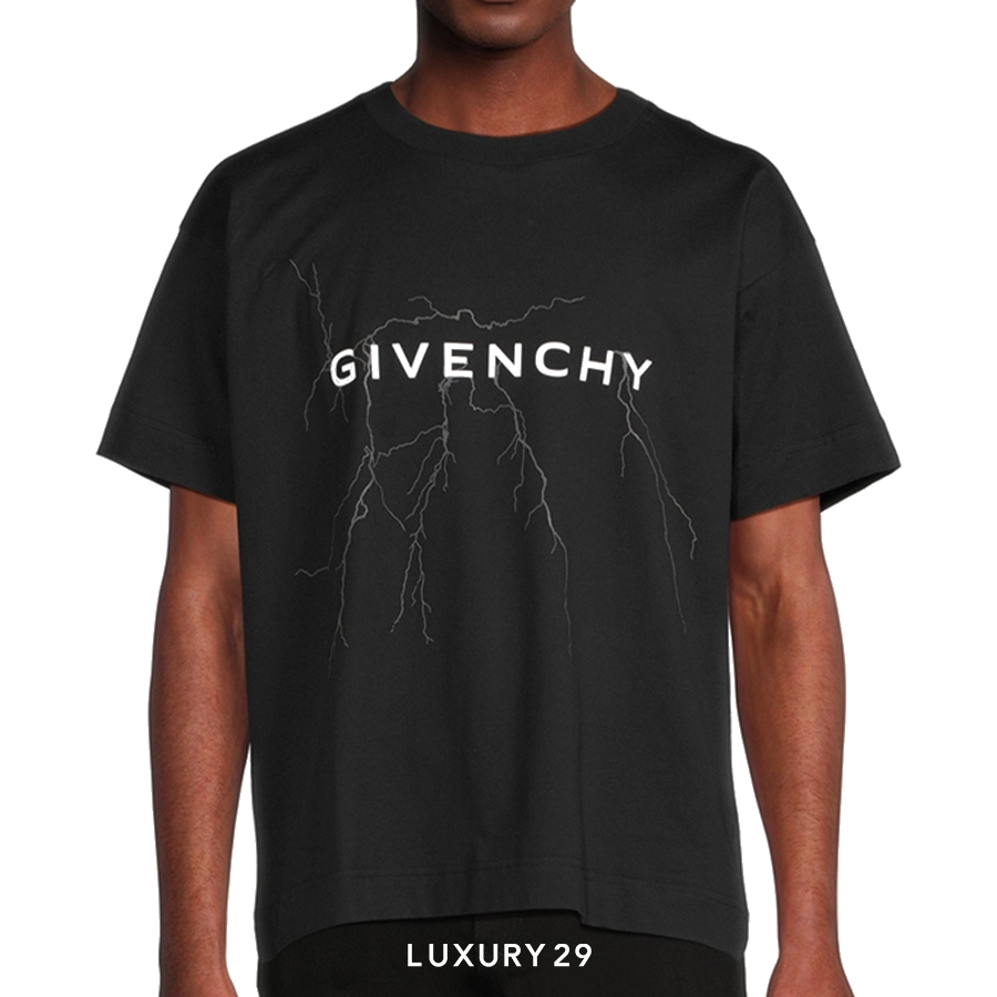 Givenchy Boxy fit t-shirt in cotton with reflective artwork Black GIVENCY