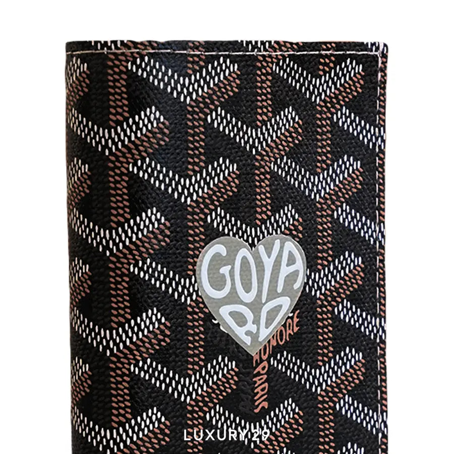 Goyard Saint-Pierre Card Wallet Black & Tan Hand-Painted Heart Brown GOYARD