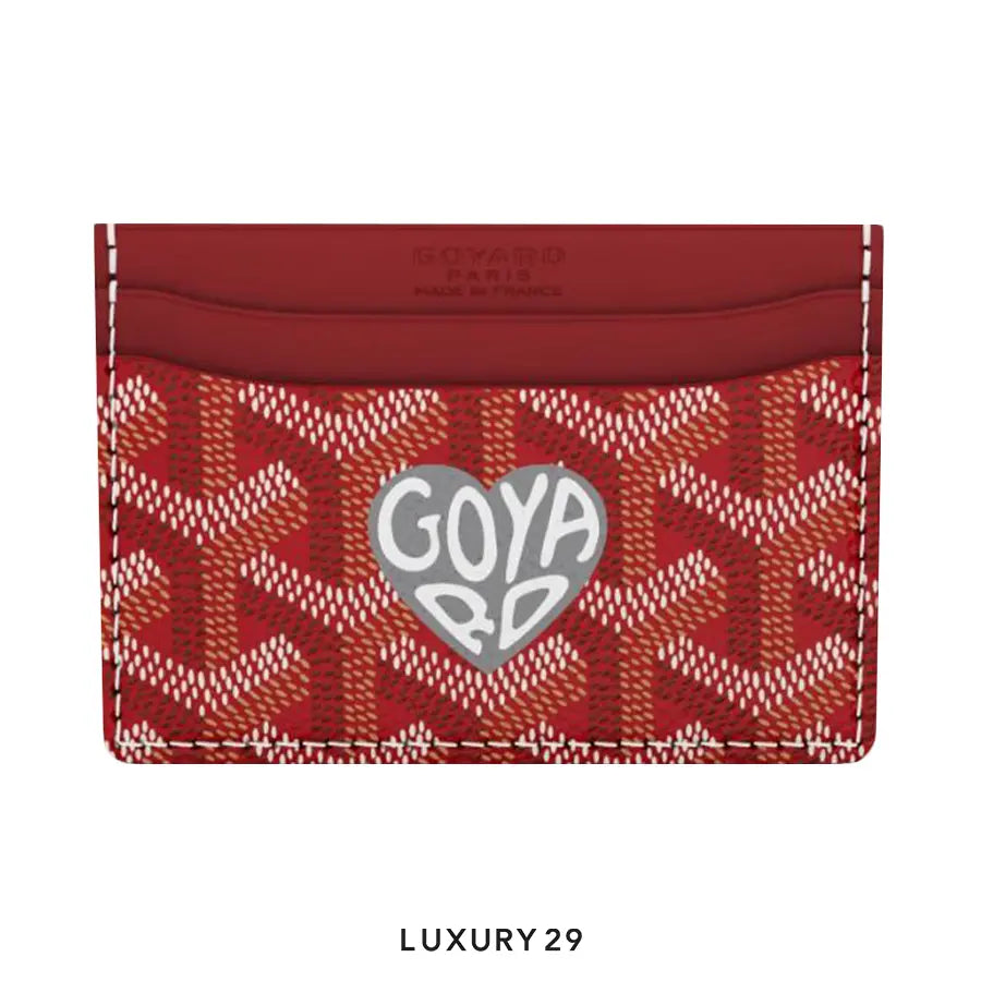Goyard Saint-Sulpice Card Wallet Red Hand-Painted Heart Grey