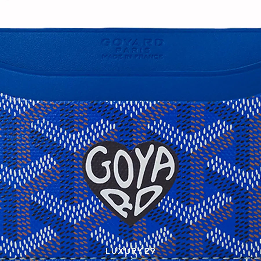 Goyard Saint-Sulpice Card Wallet Sky Blue Hand-Painted Heart Grey GOYARD