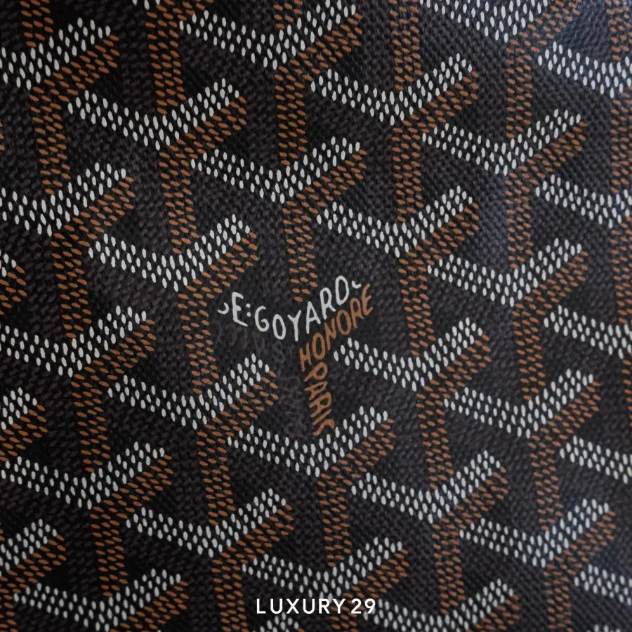 Goyard Saint Louis GM Bag Black Hand-Painted Stripes 3 Orange White Orange GOYARD