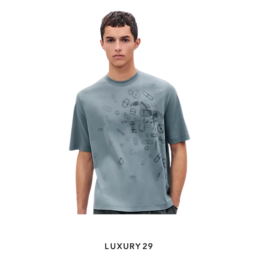 HERMES "Fragments Equestres" t-shirt Eucalyptus HERMES