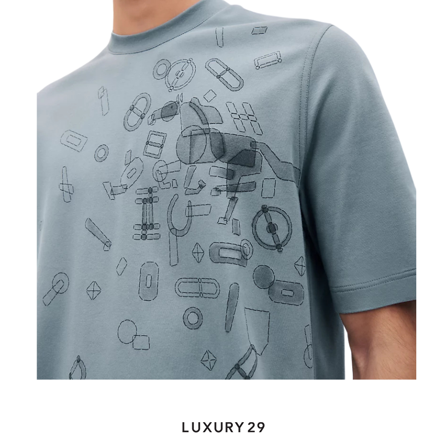 HERMES "Fragments Equestres" t-shirt Eucalyptus HERMES