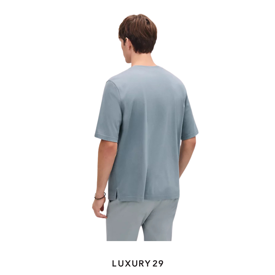 HERMES "H Puzzle" t-shirt with leather detail Eucalyptus HERMES