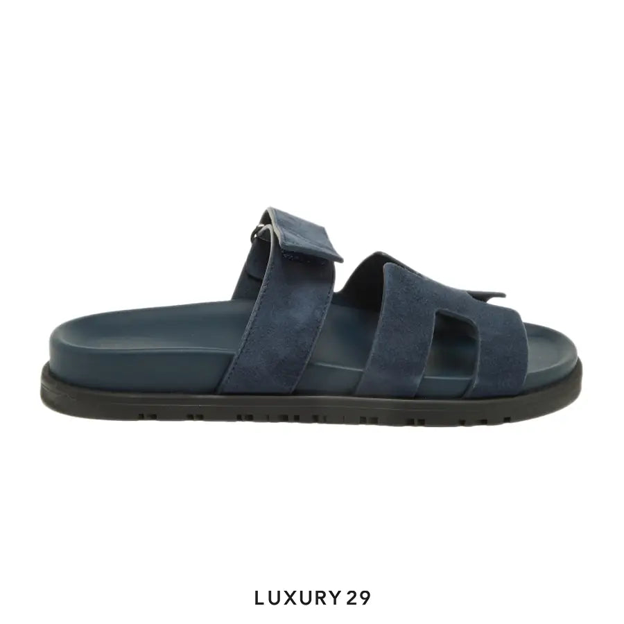 Hermes Chypre Sandal Cherve Velours Bleu Turouin(W)