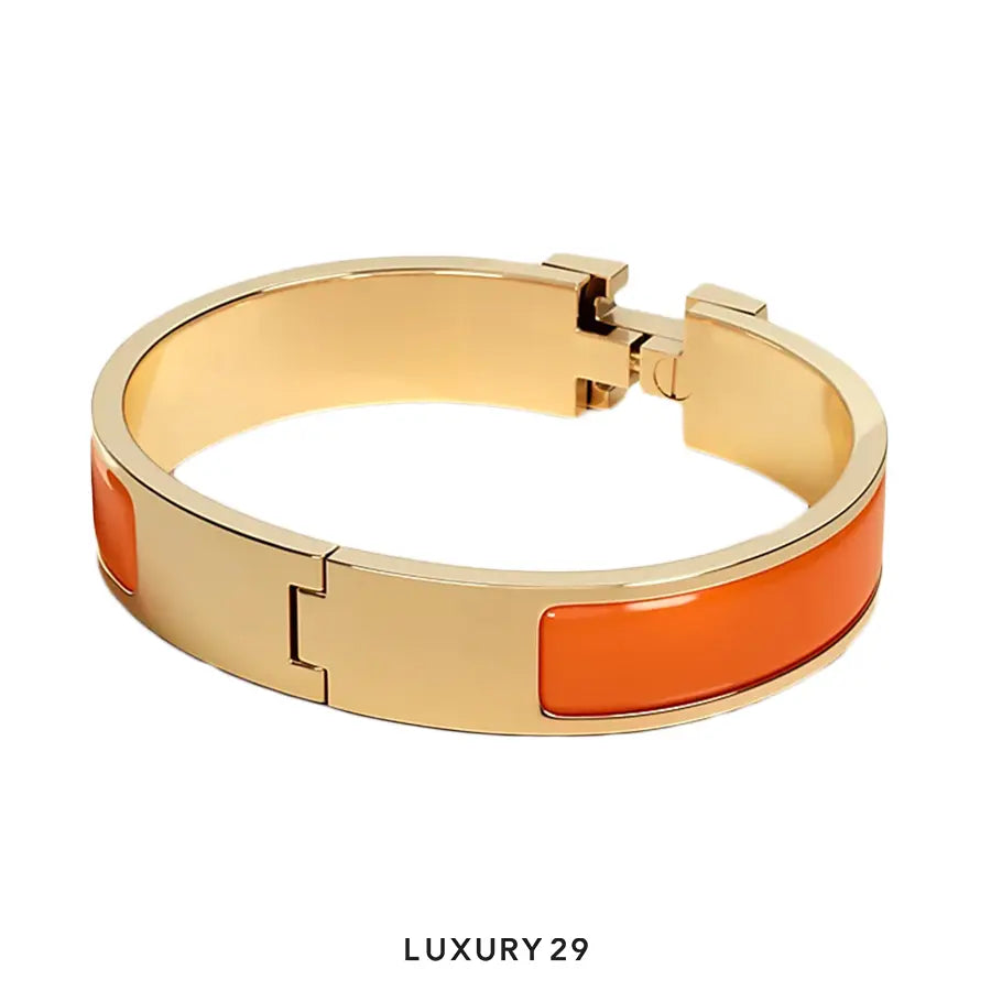 Hermes Clic H Bracelet Silver plated PM Orange fruite HERMES