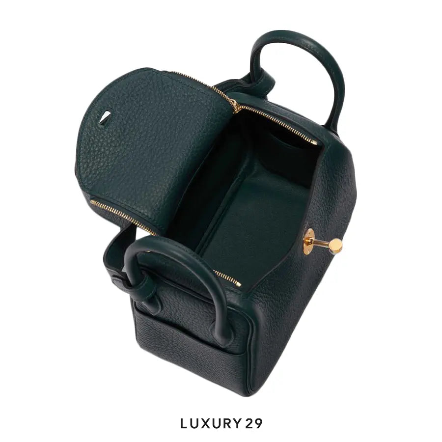 Hermes Lindy II Mini Bag Taurillon Clemence Gold Hareware Vert Fonce HERMES