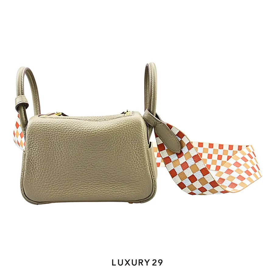 Hermes Lindy Mini Taurillon Clemence/Sangle Maxi Ouadril Etoupe HERMES