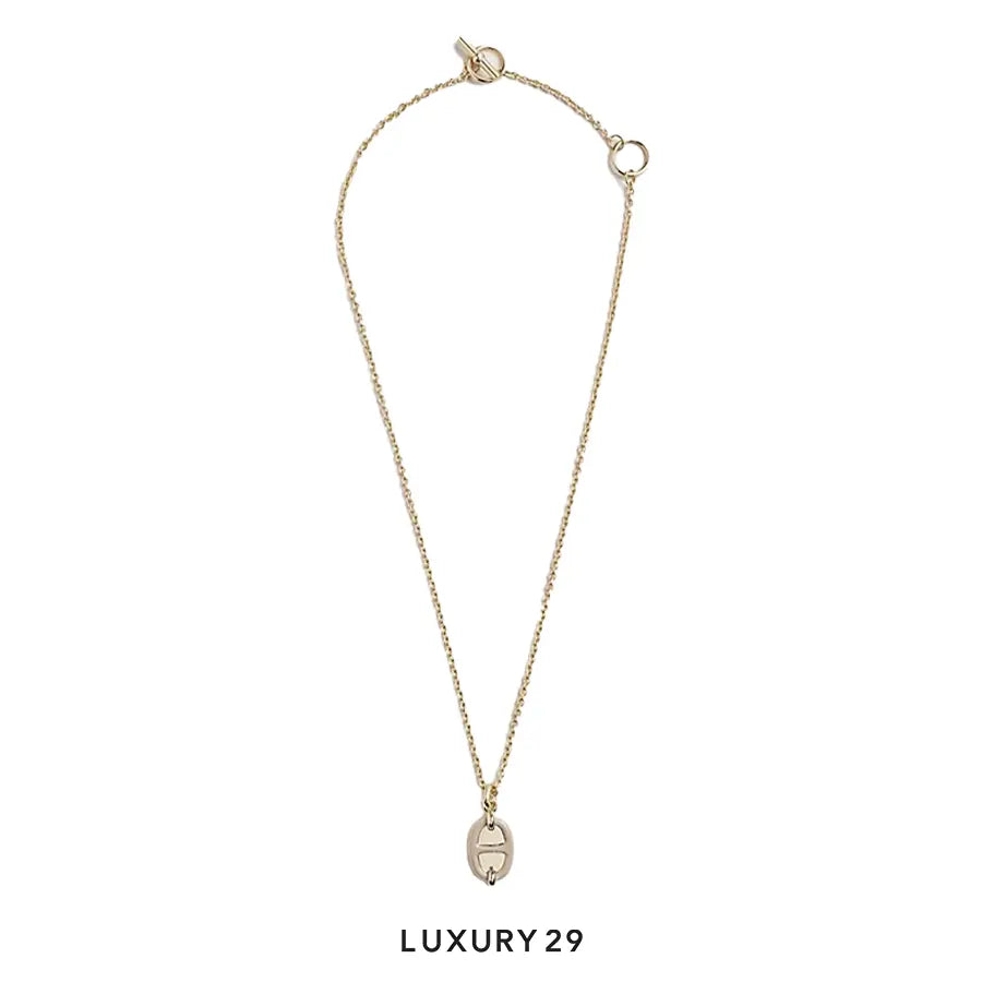 Hermes Mini Maillon Gold Plate Pendant Marron Glace HERMES