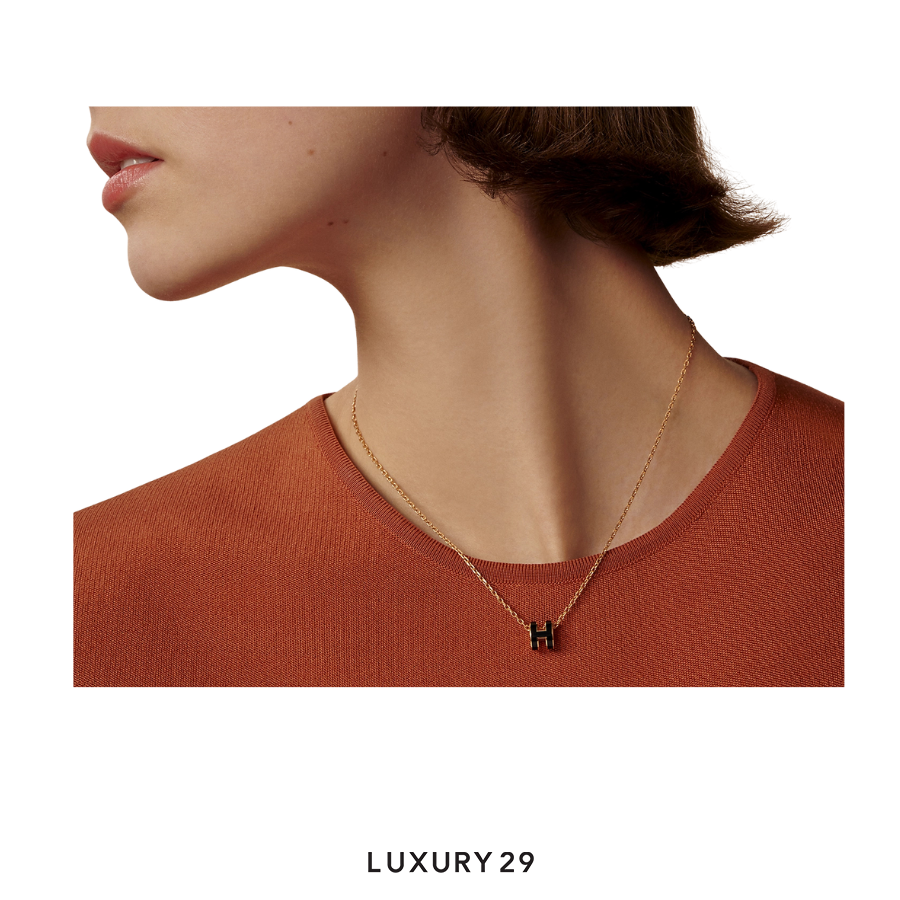 Hermes Mini Pop H Pendant Rose Gold Plated Noir HERMES Luxury29
