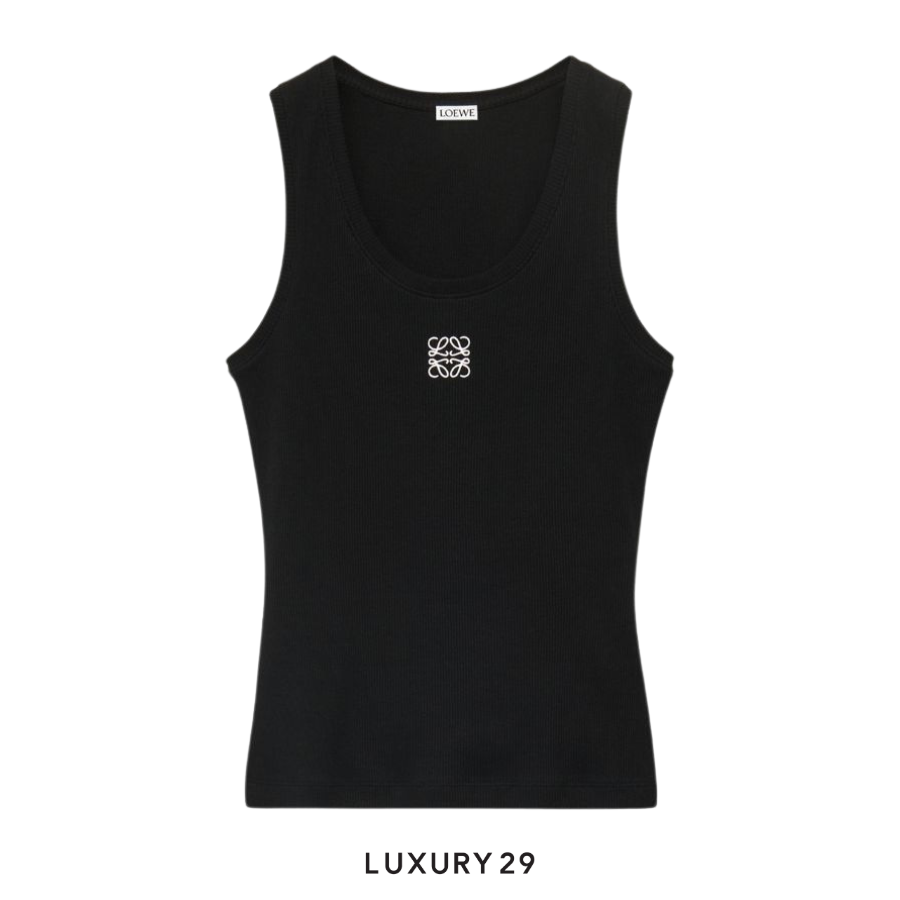 Loewe Anagram Tank Top in Cotton Black LOEWE
