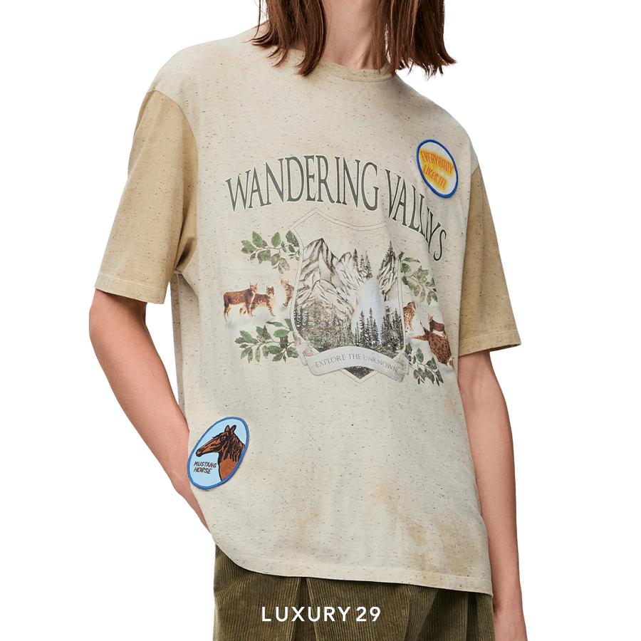 Loewe Loose fit T-shirt in cotton Light Oat Melange LOEWE Luxury29