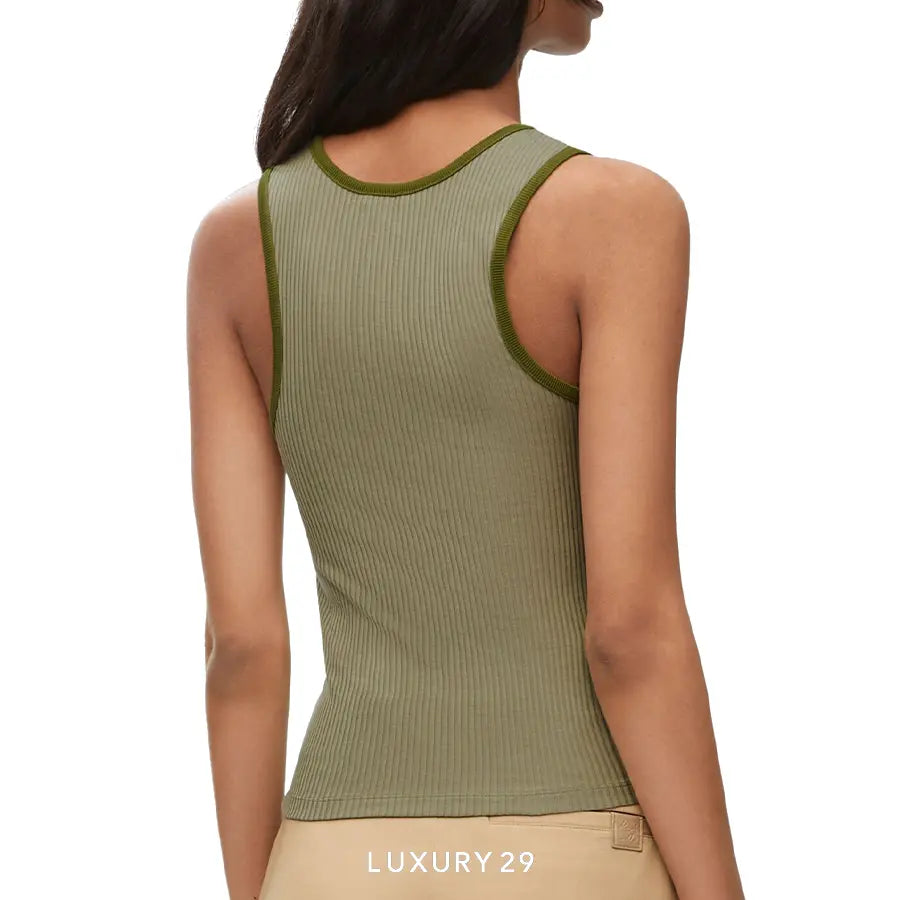 Loewe Tank top in silk Military Green LOEWE