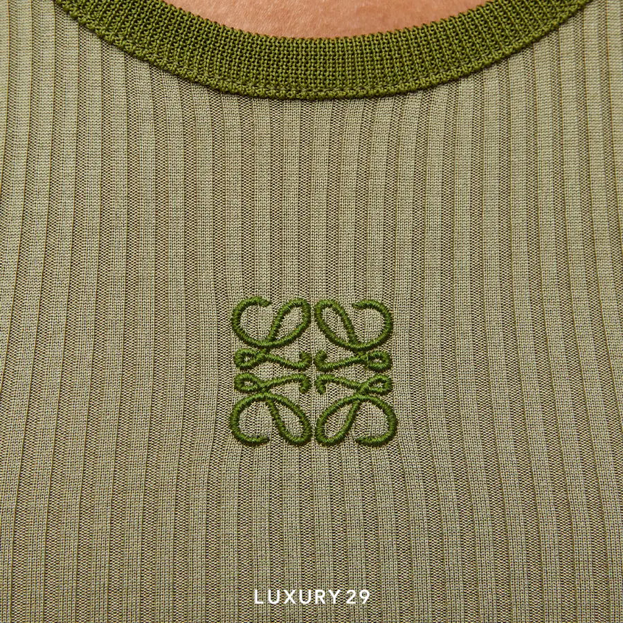 Loewe Tank top in silk Military Green LOEWE