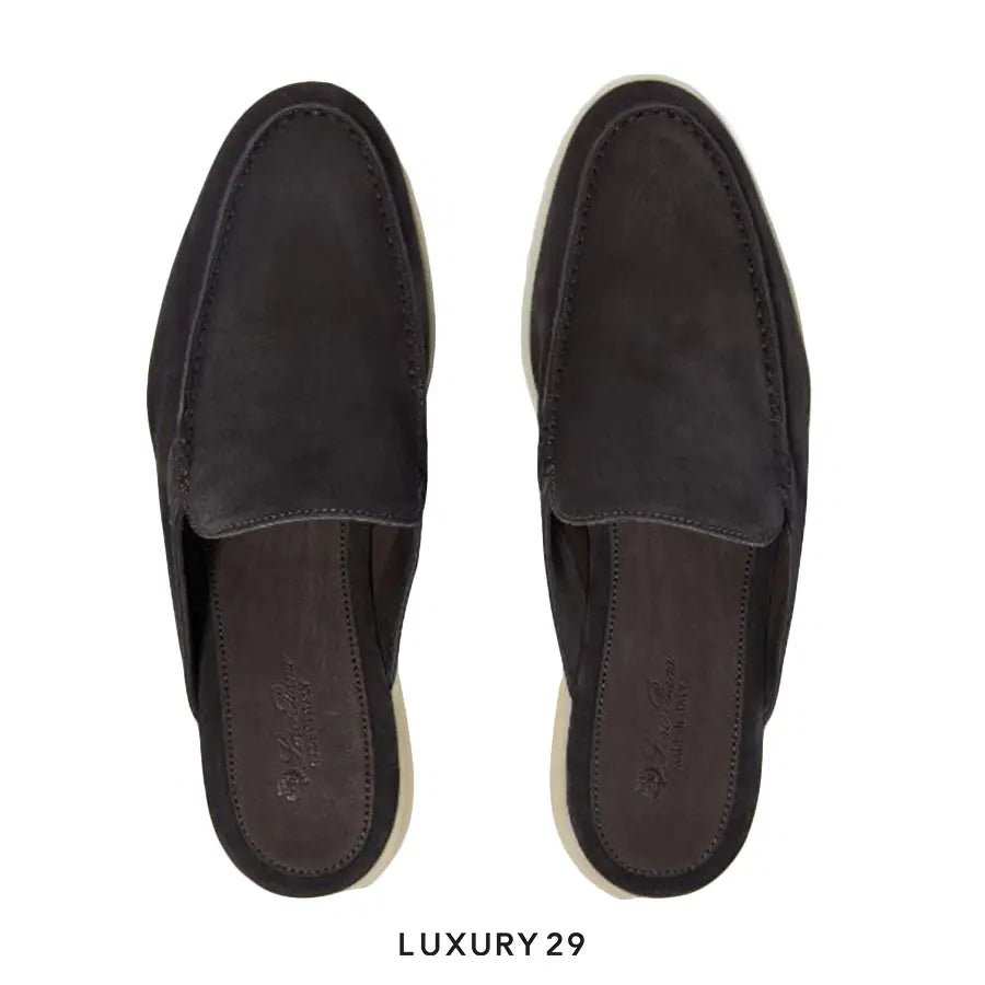 Loro Piana Babouche Walk Loafers Suede Ink LORO PIANA