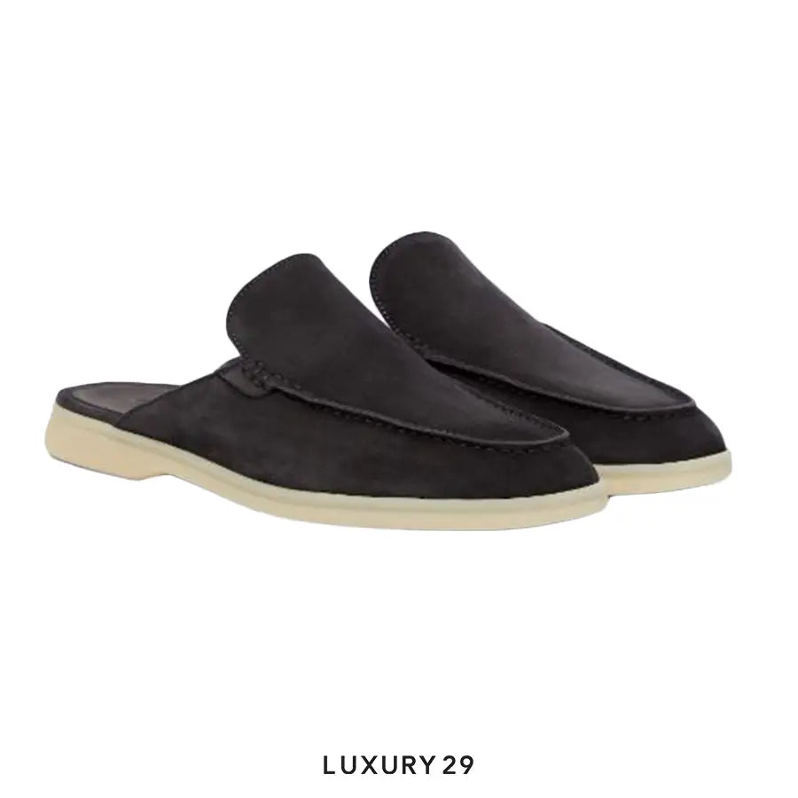Loro Piana Babouche Walk Loafers Suede Ink LORO PIANA
