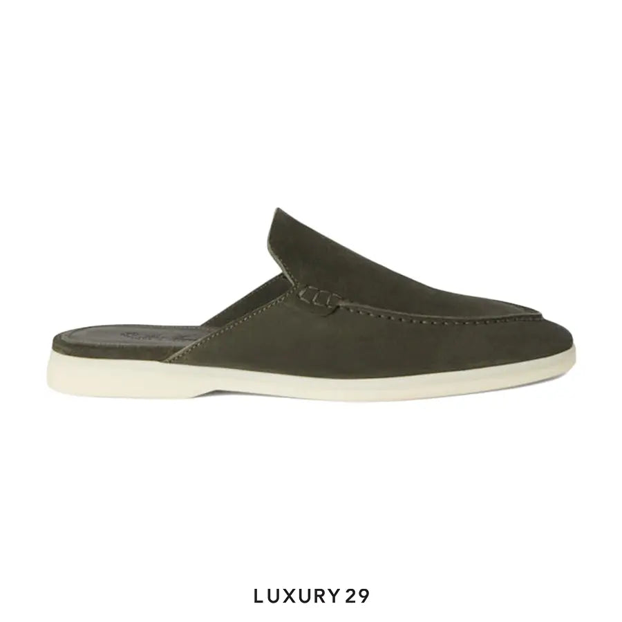 Loro Piana Babouche Walk Loafers Suede Mimetico