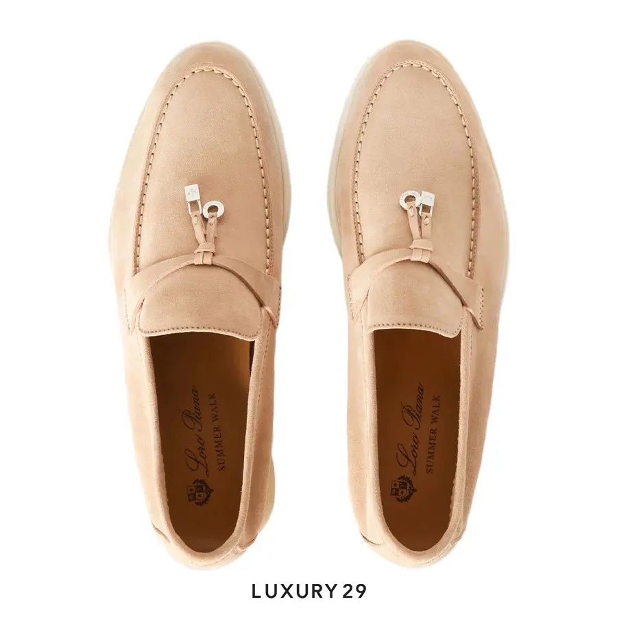Loro Piana Summer Charms Walk Loafer Suede Calfskin Pink Sand LORO PIANA