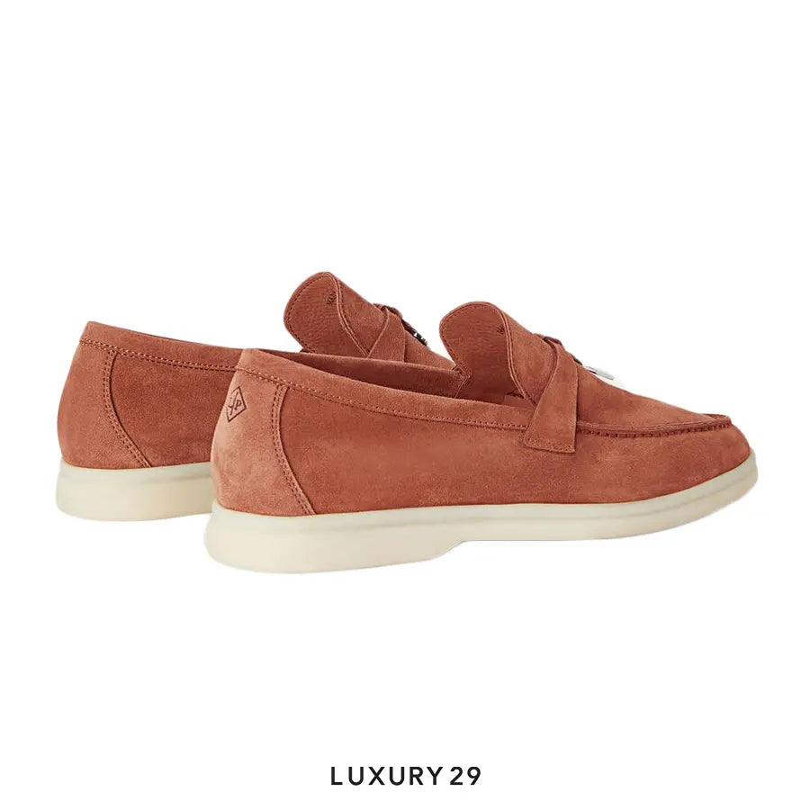 Loro Piana Summer Charms Walk Loafer Suede Goatskin Dusty Orange LORO PIANA