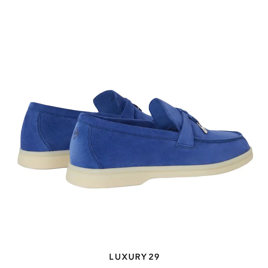 Loro Piana Summer Charms Walk Loafers Suede Goatskin Blue Space LORO PIANA