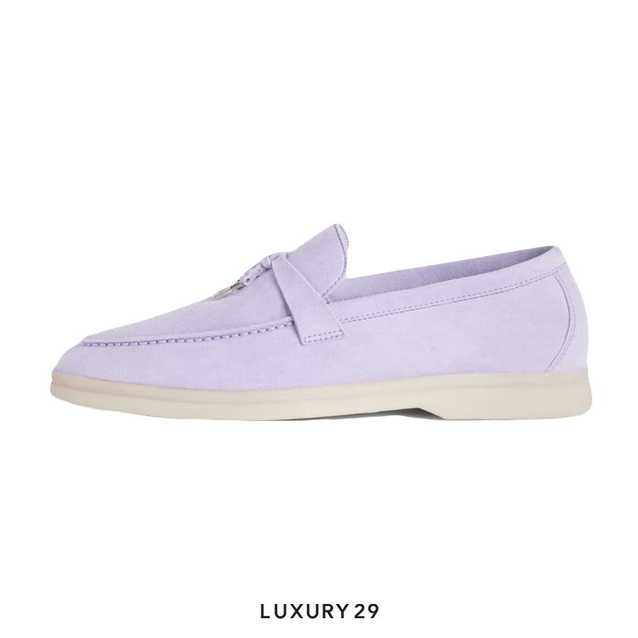 Loro Piana Summer Charms Walk Loafers Suede Goatskin Lilac Wagasa LORO PIANA